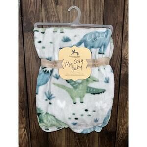 Adirondack Baby by Berkshire - My Cozy Baby Blanket Blue and Green Dinosaurs